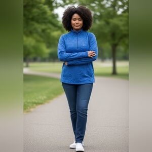 St. John's Bay Heathered Blue Quarter-Zip Pullover 2XL Tall